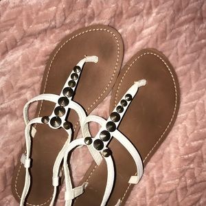 White studded sandals
